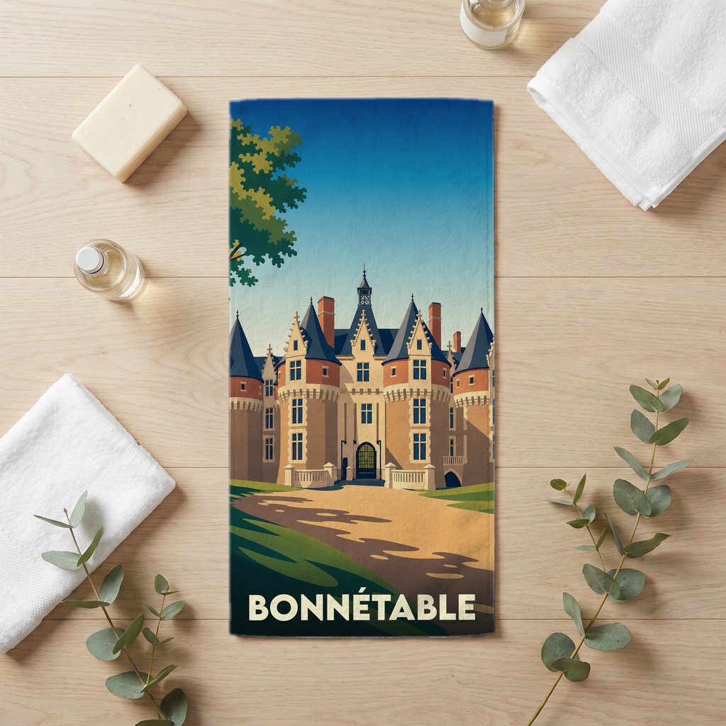 Serviette de bain 30 cm x 60 cm souvenir de Bonnétable