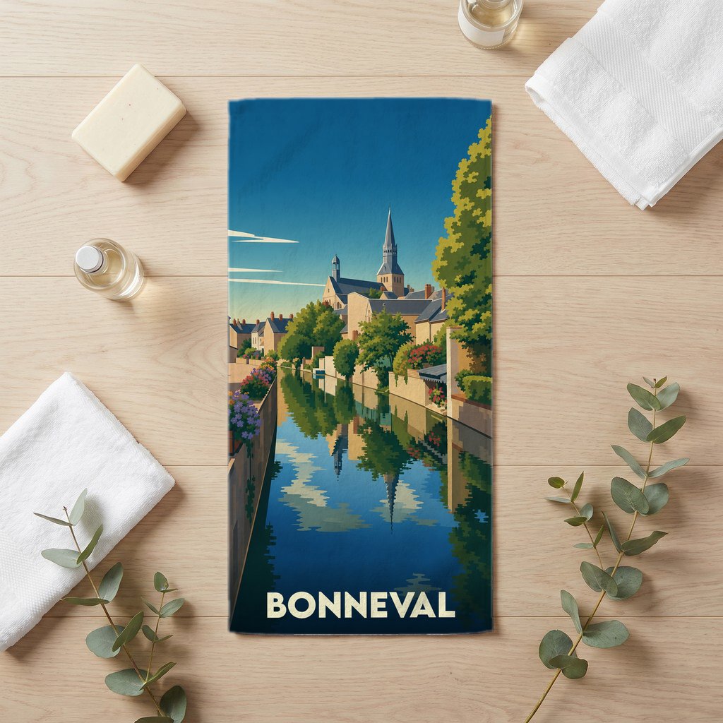 Serviette de bain 30 cm x 60 cm souvenir de Bonneval