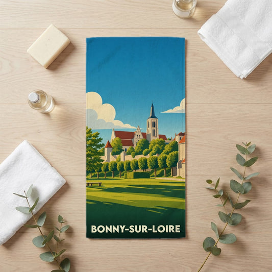 Serviette de bain 30 cm x 60 cm souvenir de Bonny-sur-Loire