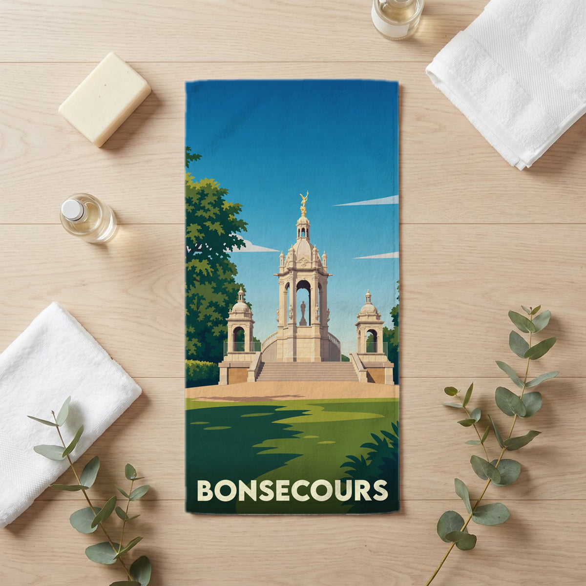 Serviette de bain 30 cm x 60 cm souvenir de Bonsecours