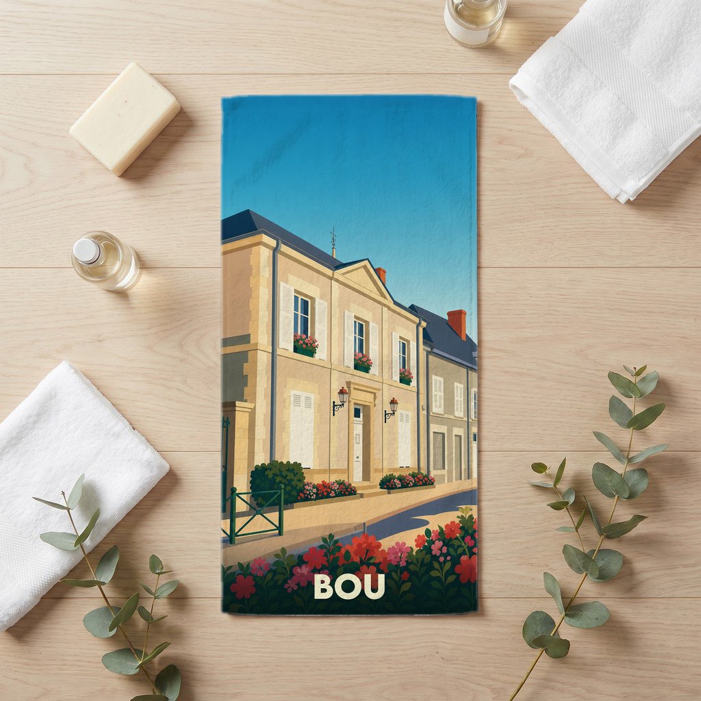 Serviette de bain 30 cm x 60 cm souvenir de Bou