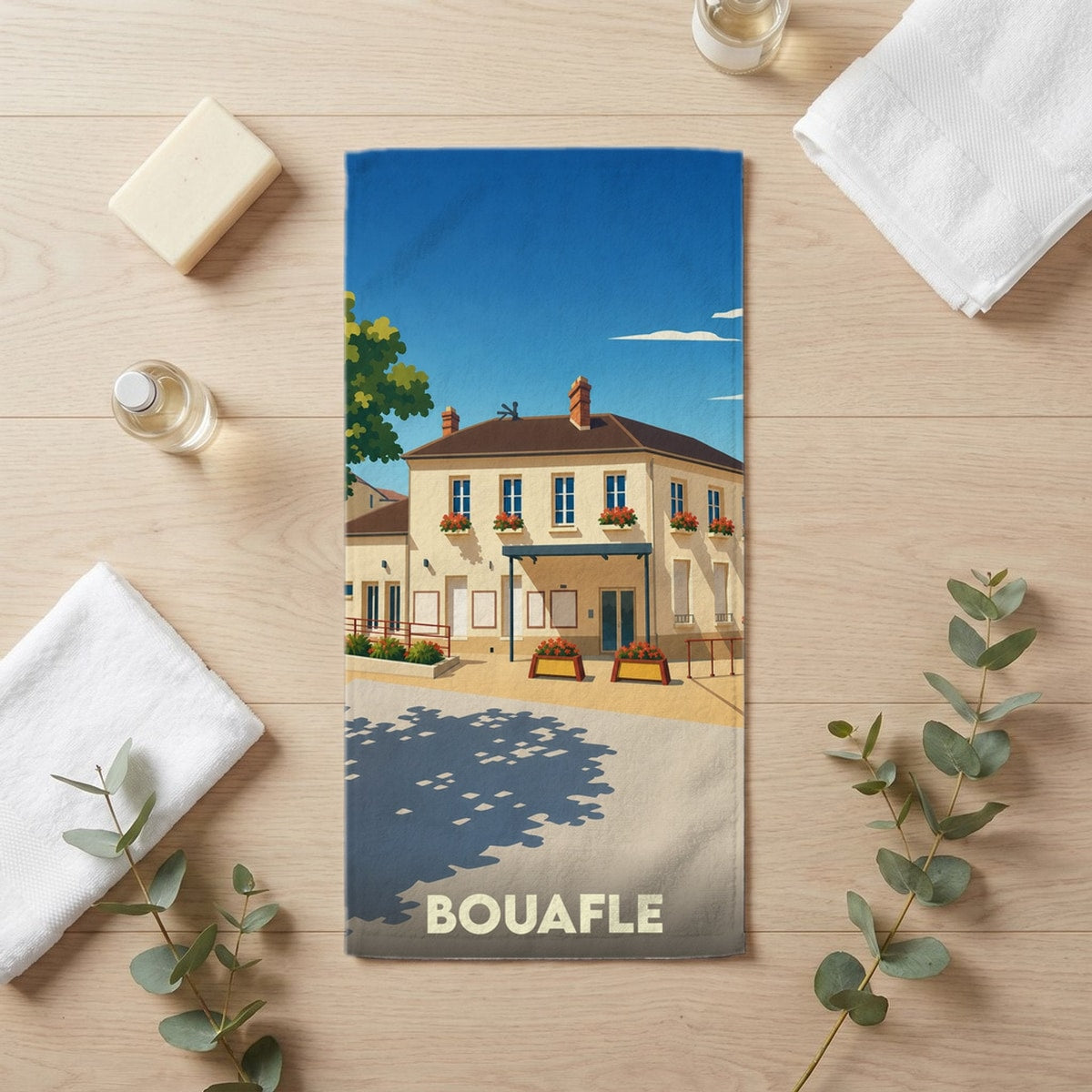 Serviette de bain 30 cm x 60 cm souvenir de Bouafle