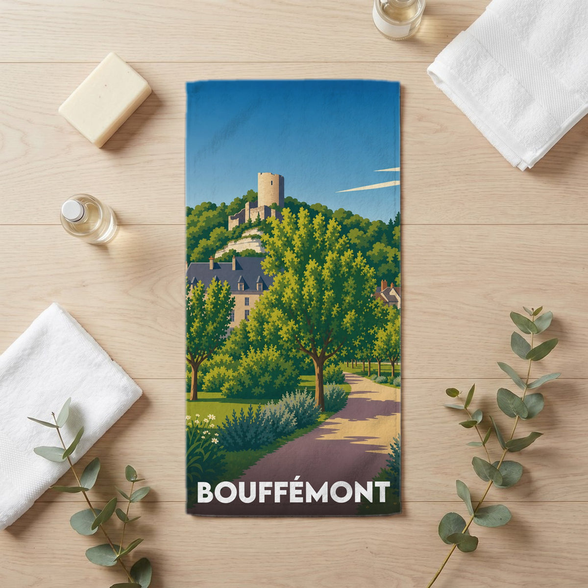 Serviette de bain 30 cm x 60 cm souvenir de Bouffémont