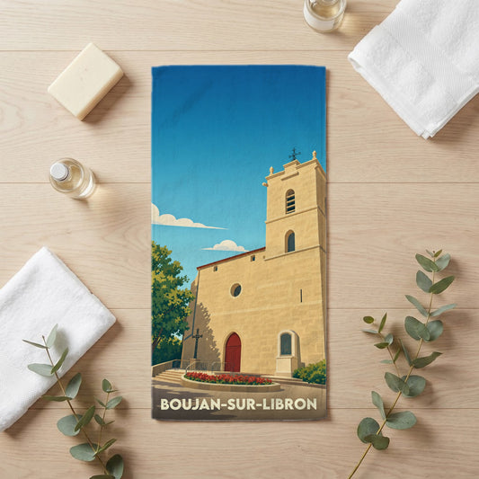Serviette de bain 30 cm x 60 cm souvenir de Boujan-sur-Libron