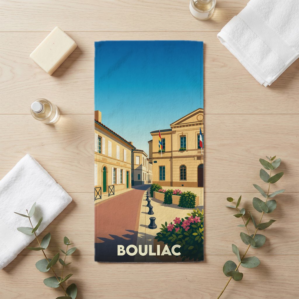 Serviette de bain 30 cm x 60 cm souvenir de Bouliac