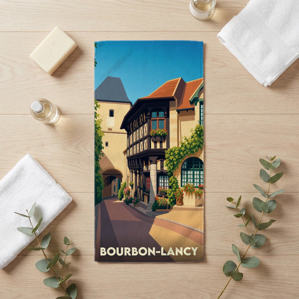 Serviette de bain 30 cm x 60 cm souvenir de Bourbon-Lancy