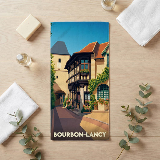 Serviette de bain 30 cm x 60 cm souvenir de Bourbon-Lancy