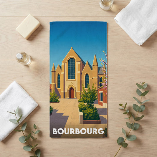 Serviette de bain 30 cm x 60 cm souvenir de Bourbourg