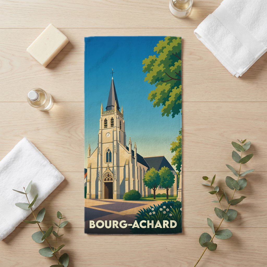 Serviette de bain 30 cm x 60 cm souvenir de Bourg-Achard