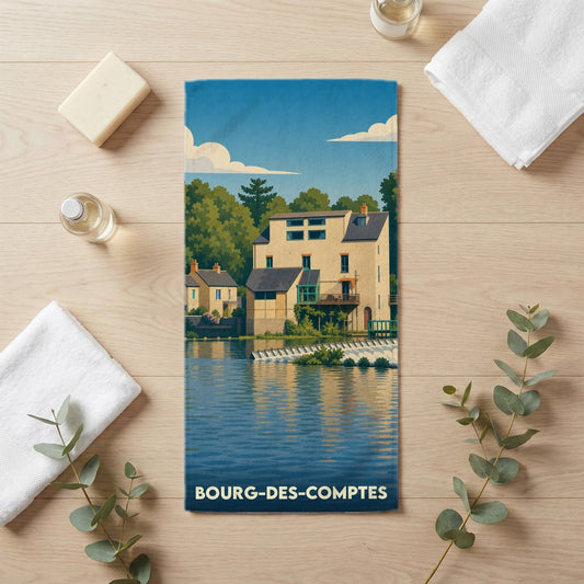 Serviette de bain 30 cm x 60 cm souvenir de Bourg-des-Comptes
