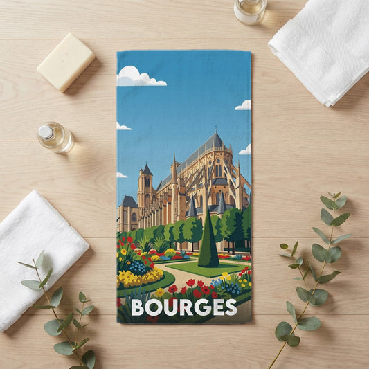 Serviette de bain 30 cm x 60 cm souvenir de Bourges