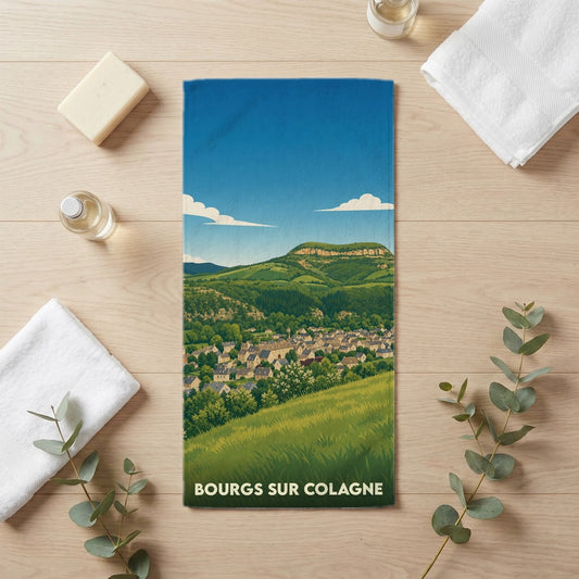 Serviette de bain 30 cm x 60 cm souvenir de Bourgs sur Colagne