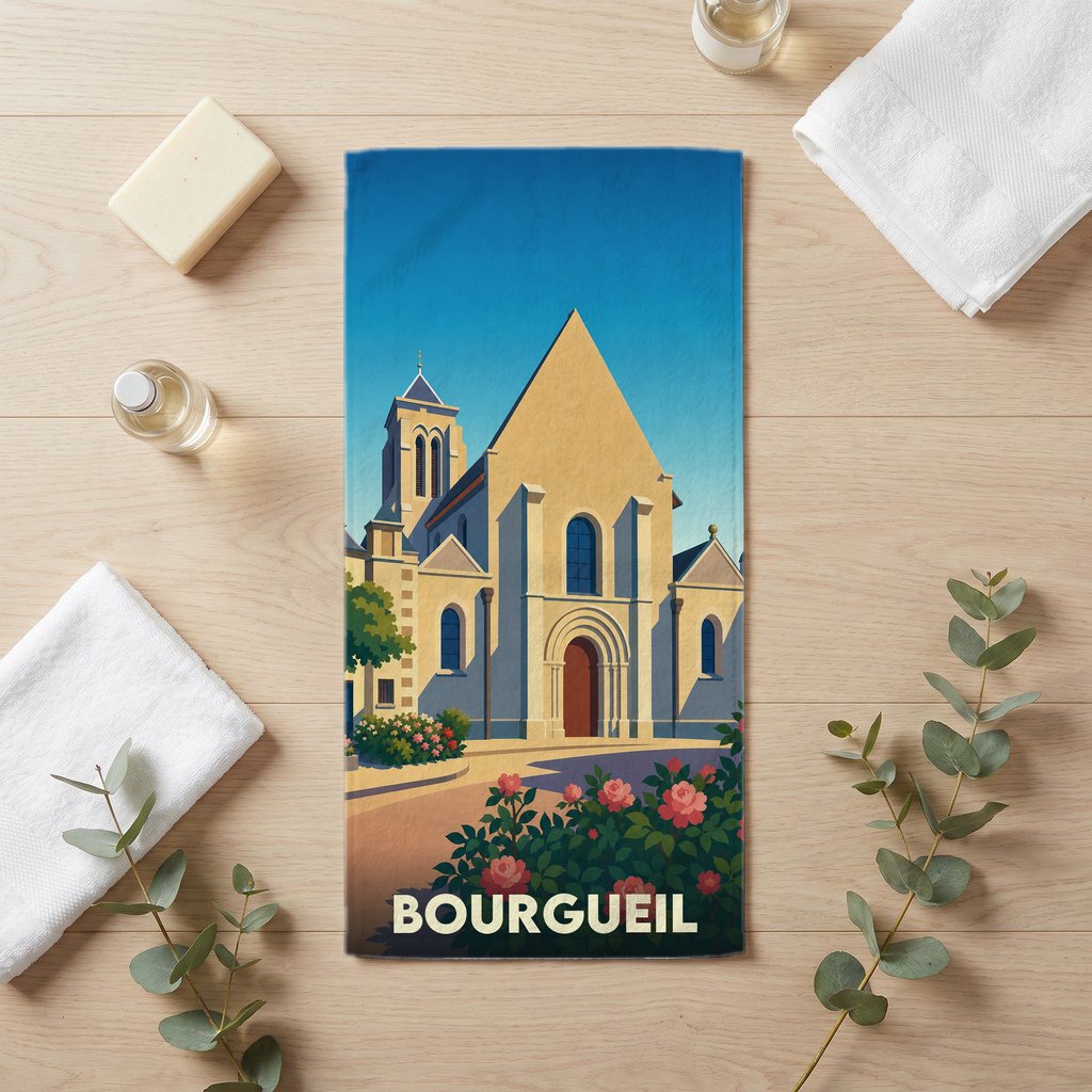 Serviette de bain 30 cm x 60 cm souvenir de Bourgueil