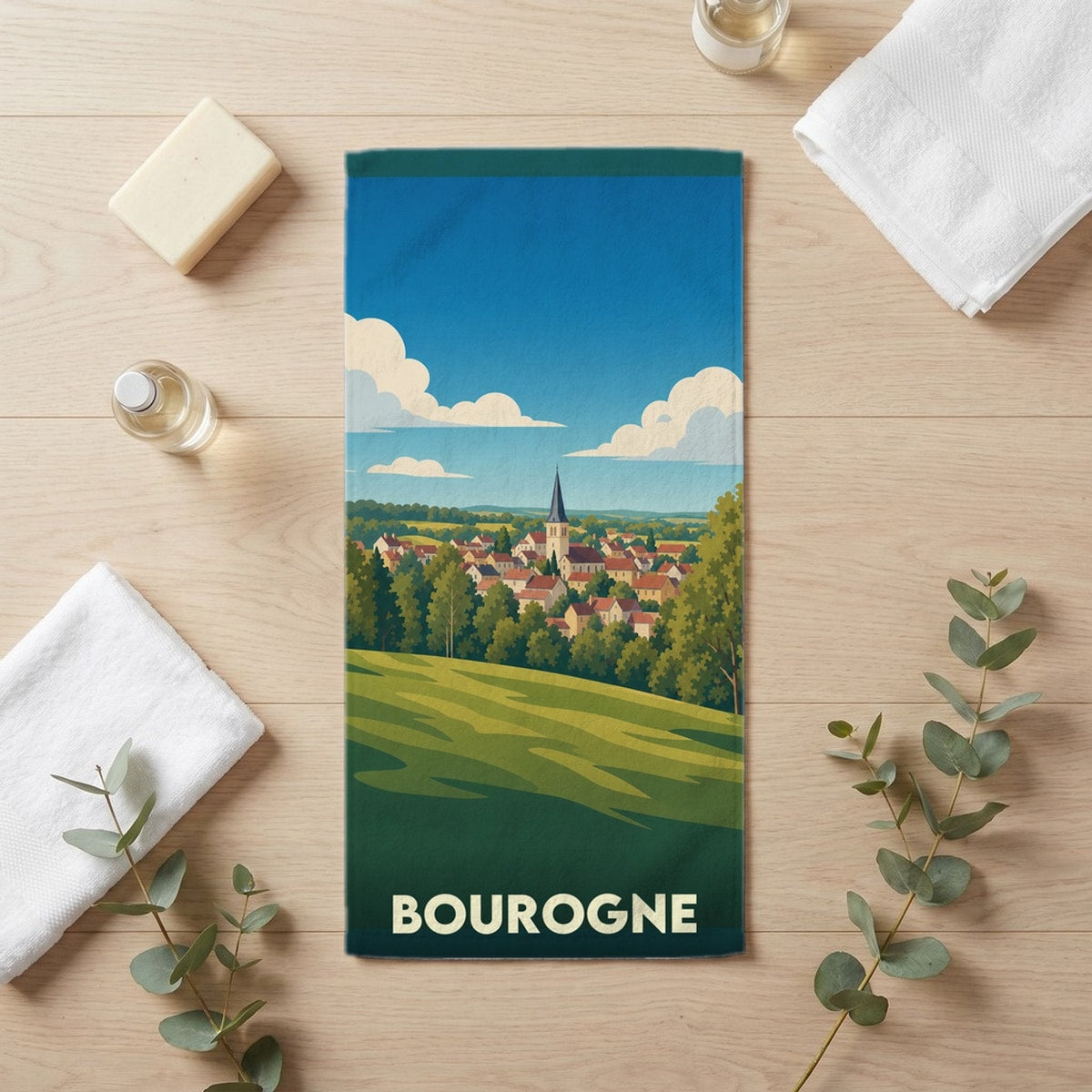 Serviette de bain 30 cm x 60 cm souvenir de Bourogne
