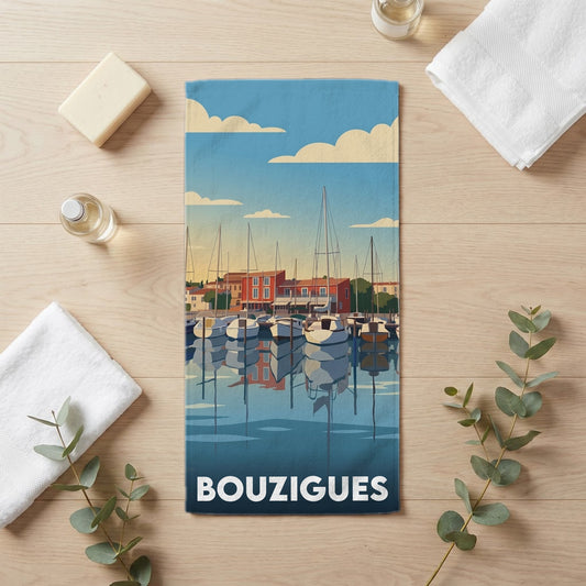 Serviette de bain 30 cm x 60 cm souvenir de Bouzigues