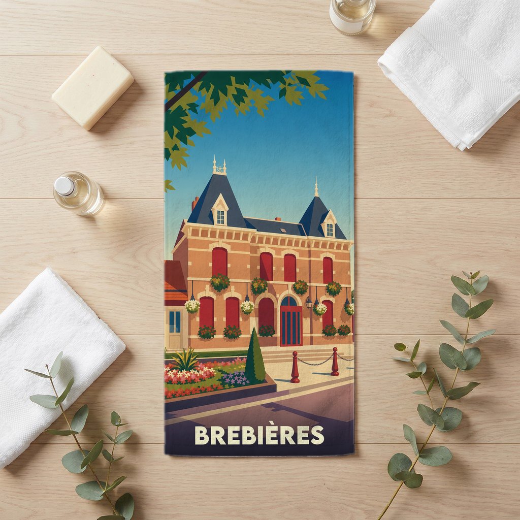 Serviette de bain 30 cm x 60 cm souvenir de Brebières