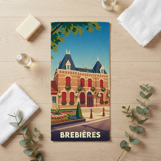 Serviette de bain 30 cm x 60 cm souvenir de Brebières