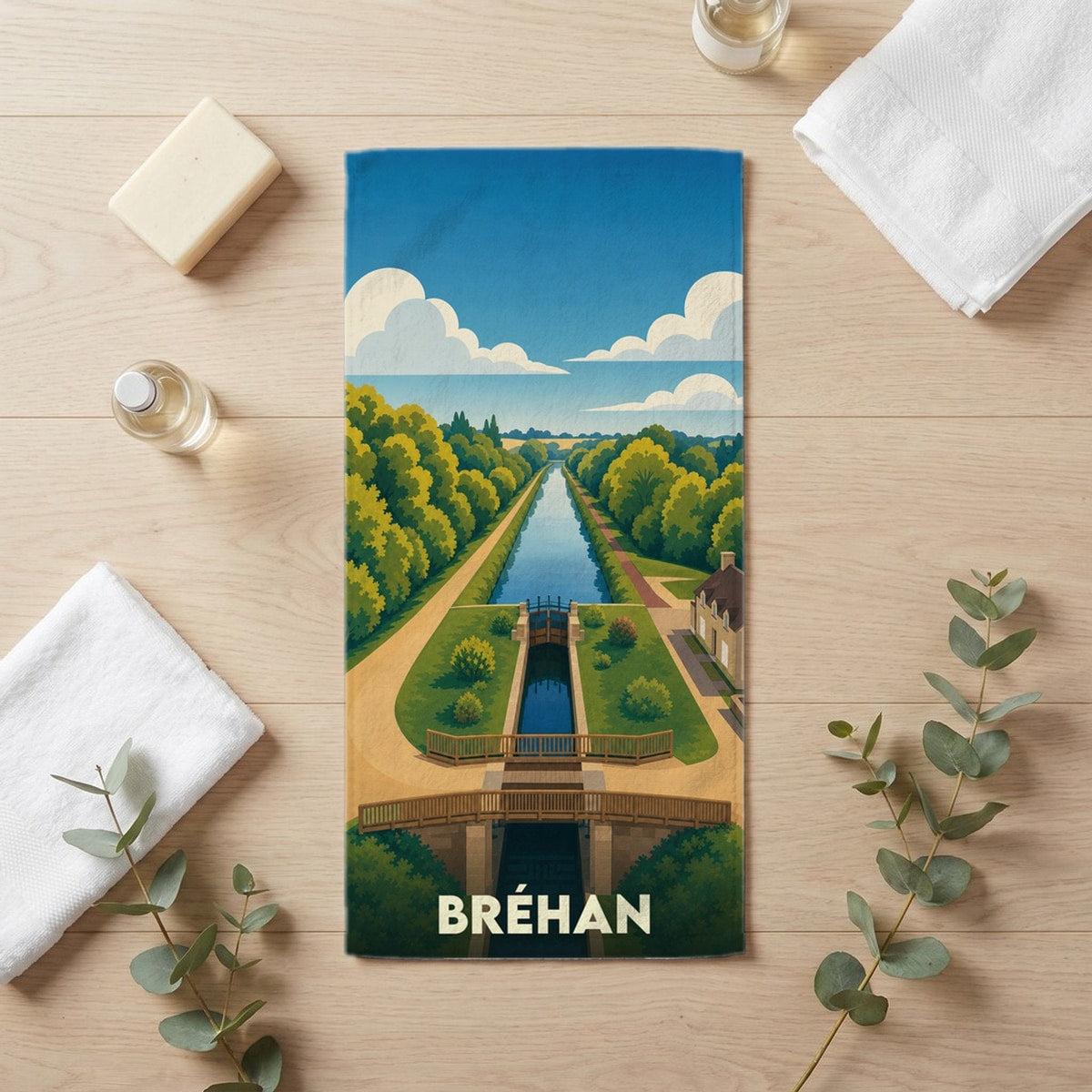 Serviette de bain 30 cm x 60 cm souvenir de Bréhan