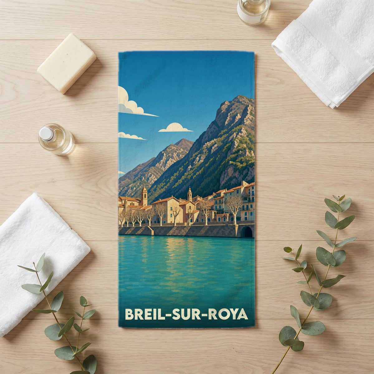 Serviette de bain 30 cm x 60 cm souvenir de Breil-sur-Roya