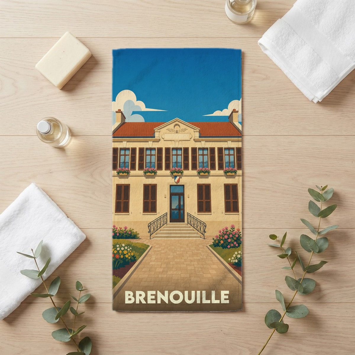 Serviette de bain 30 cm x 60 cm souvenir de Brenouille