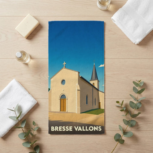Serviette de bain 30 cm x 60 cm souvenir de Bresse Vallons
