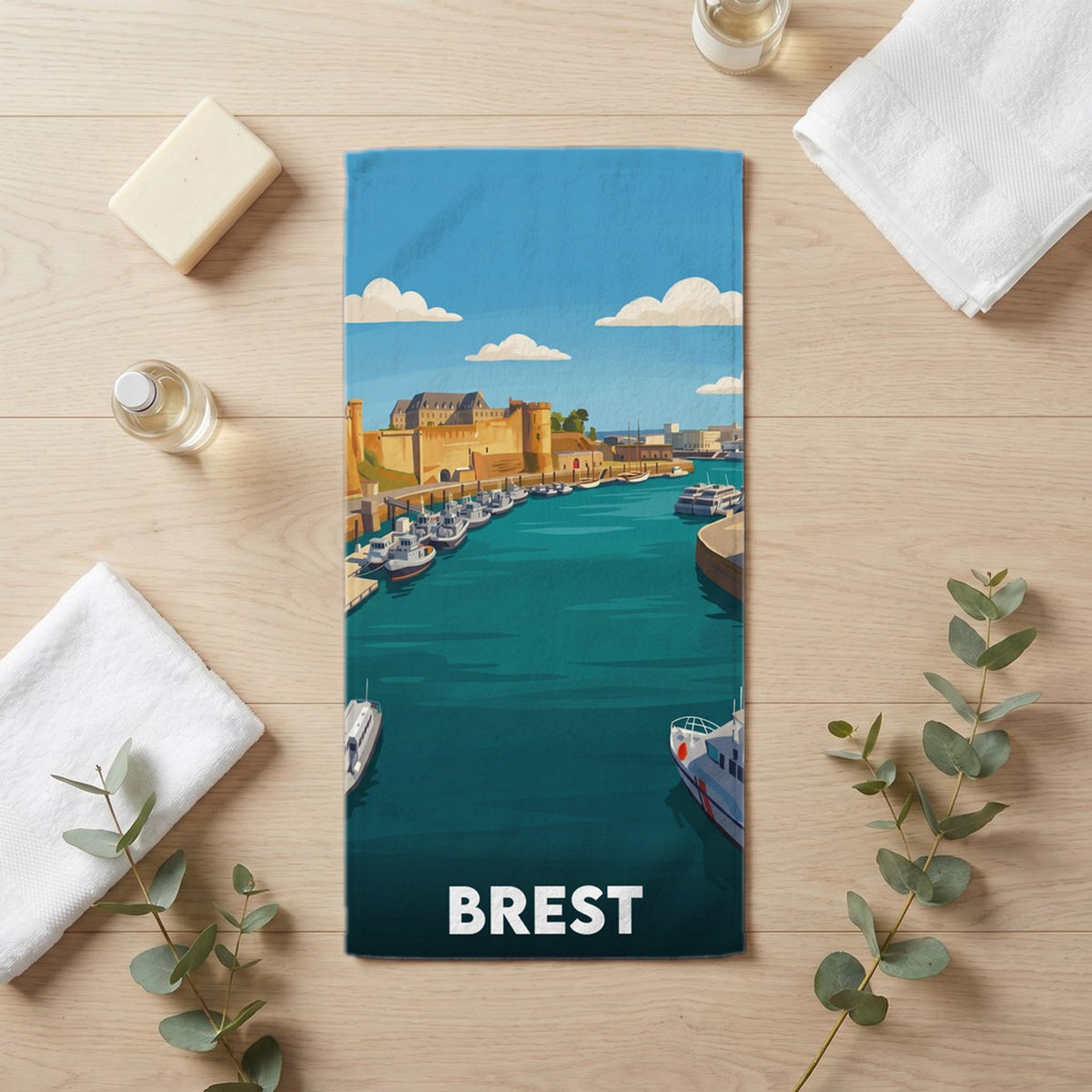 Serviette de bain 30 cm x 60 cm souvenir de Brest