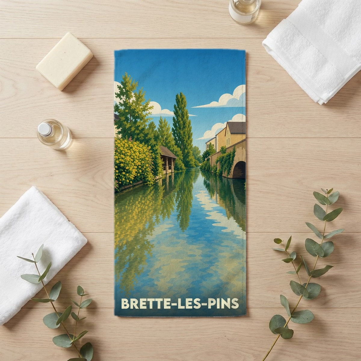 Serviette de bain 30 cm x 60 cm souvenir de Brette-les-Pins