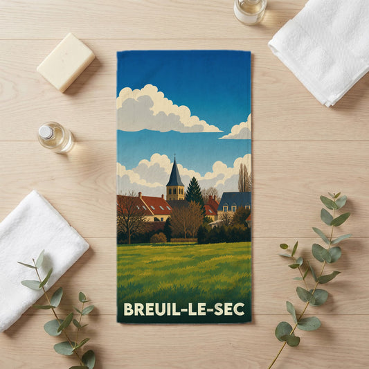 Serviette de bain 30 cm x 60 cm souvenir de Breuil-le-Sec