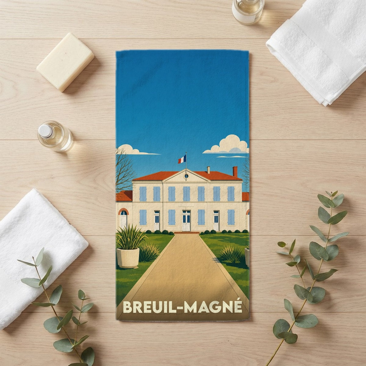 Serviette de bain 30 cm x 60 cm souvenir de Breuil-Magné