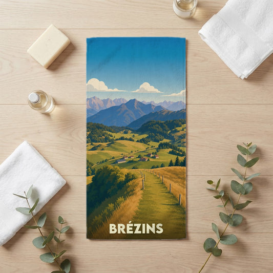 Serviette de bain 30 cm x 60 cm souvenir de Brézins
