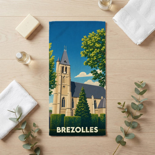 Serviette de bain 30 cm x 60 cm souvenir de Brezolles