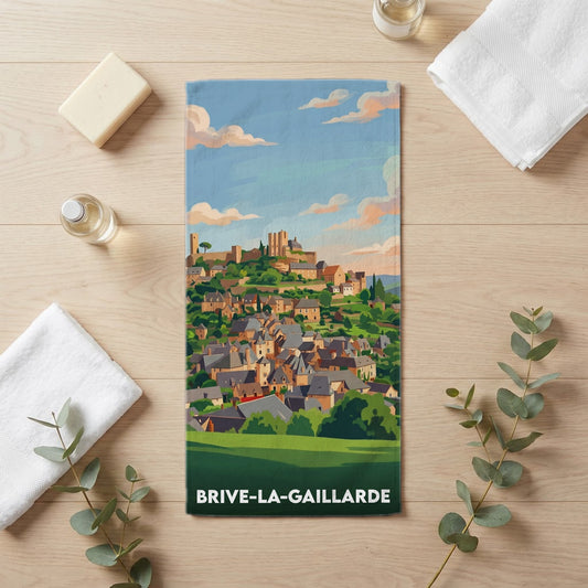 Serviette de bain 30 cm x 60 cm souvenir de Brive-la-Gaillarde