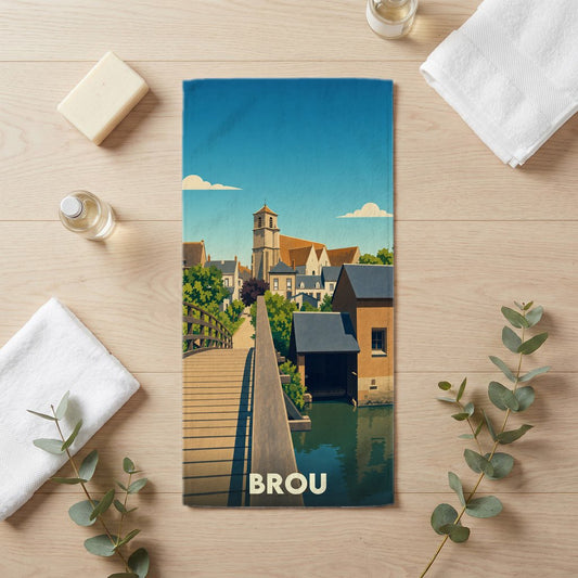 Serviette de bain 30 cm x 60 cm souvenir de Brou