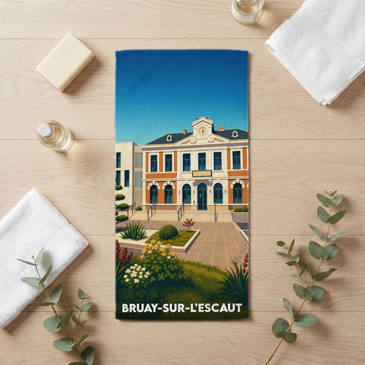 Serviette de bain 30 cm x 60 cm souvenir de Bruay-sur-l'Escaut