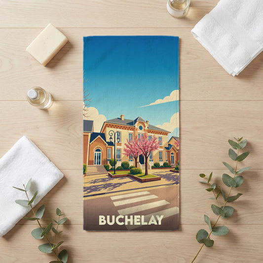 Serviette de bain 30 cm x 60 cm souvenir de Buchelay