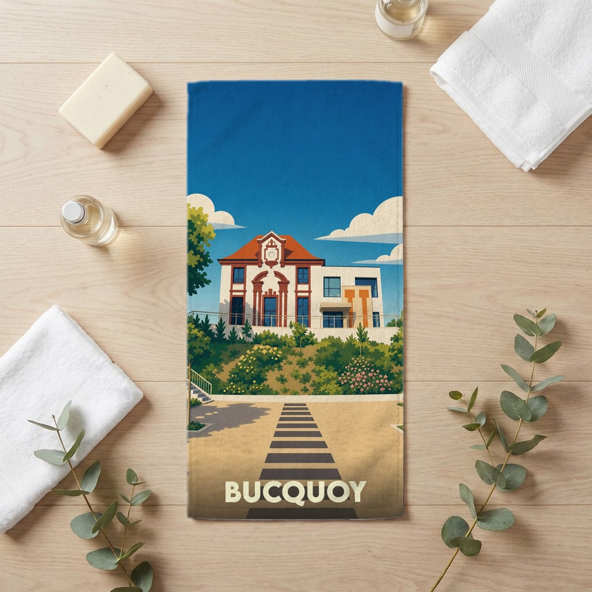 Serviette de bain 30 cm x 60 cm souvenir de Bucquoy
