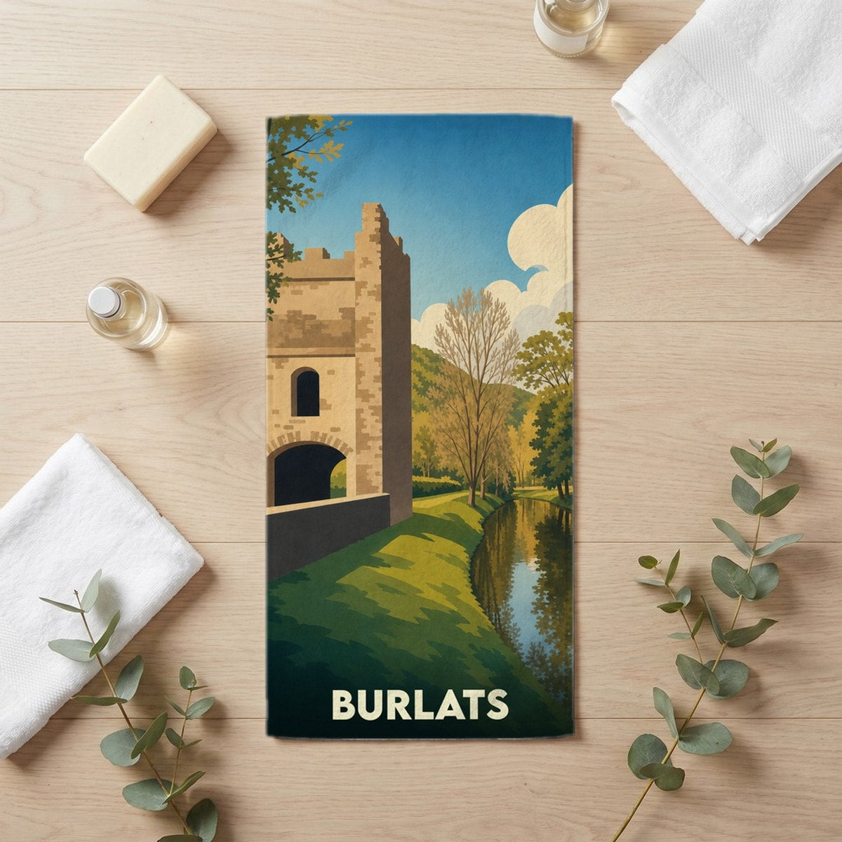 Serviette de bain 30 cm x 60 cm souvenir de Burlats