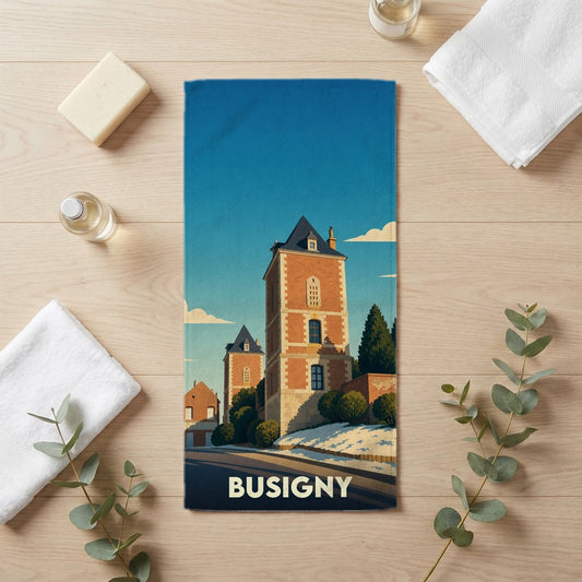 Serviette de bain 30 cm x 60 cm souvenir de Busigny
