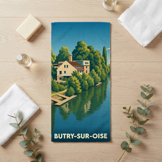 Serviette de bain 30 cm x 60 cm souvenir de Butry-sur-Oise