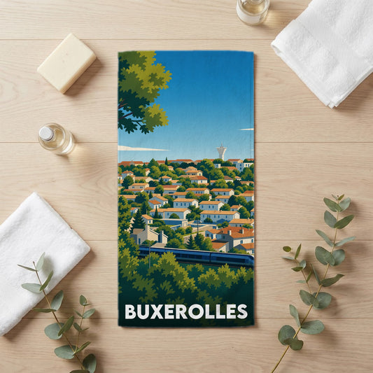 Serviette de bain 30 cm x 60 cm souvenir de Buxerolles