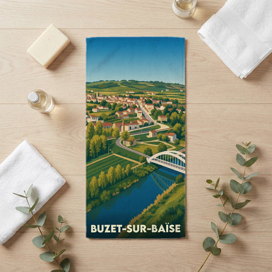 Serviette de bain 30 cm x 60 cm souvenir de Buzet-sur-Baïse
