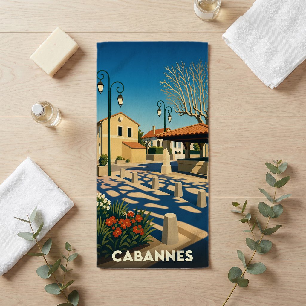 Serviette de bain 30 cm x 60 cm souvenir de Cabannes