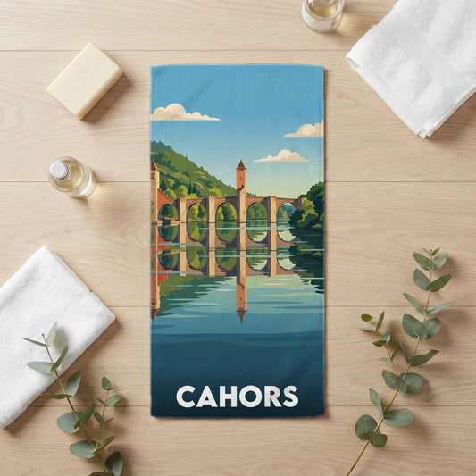 Serviette de bain 30 cm x 60 cm souvenir de Cahors