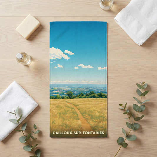 Serviette de bain 30 cm x 60 cm souvenir de Cailloux-sur-Fontaines