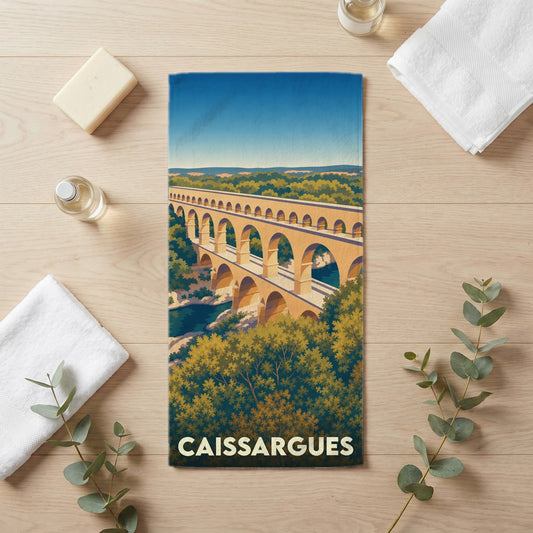 Serviette de bain 30 cm x 60 cm souvenir de Caissargues