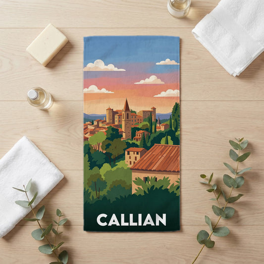 Serviette de bain 30 cm x 60 cm souvenir de Callian