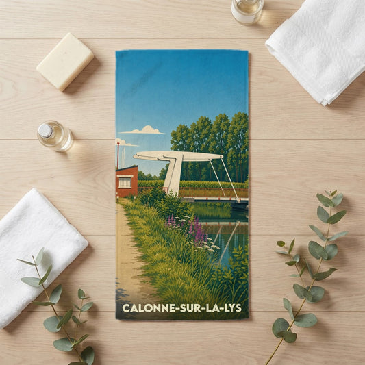Serviette de bain 30 cm x 60 cm souvenir de Calonne-sur-la-Lys