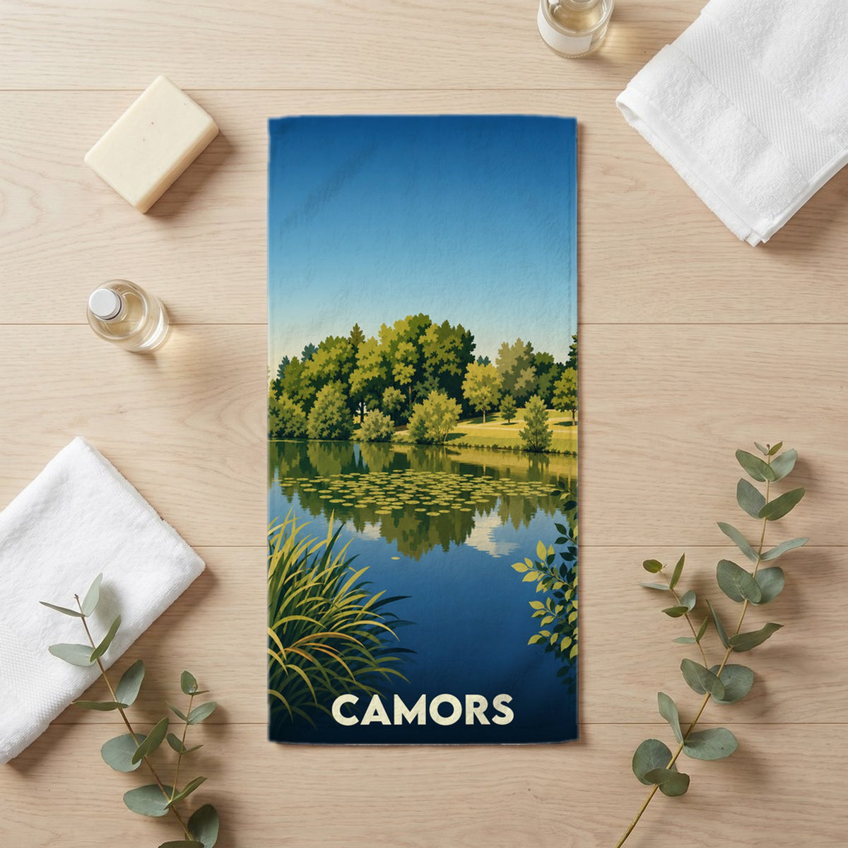 Serviette de bain 30 cm x 60 cm souvenir de Camors
