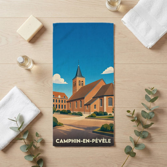 Serviette de bain 30 cm x 60 cm souvenir de Camphin-en-Pévèle