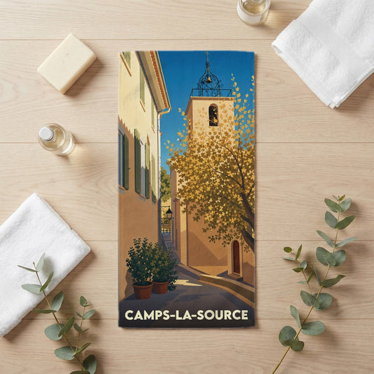 Serviette de bain 30 cm x 60 cm souvenir de Camps-la-Source